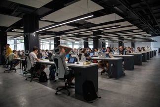 Workers in open plan office