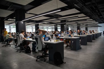 Workers in open plan office
