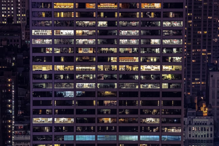 busy office building with many different floors