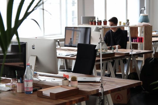 Person sitting in office space