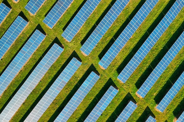 Solar panels in field